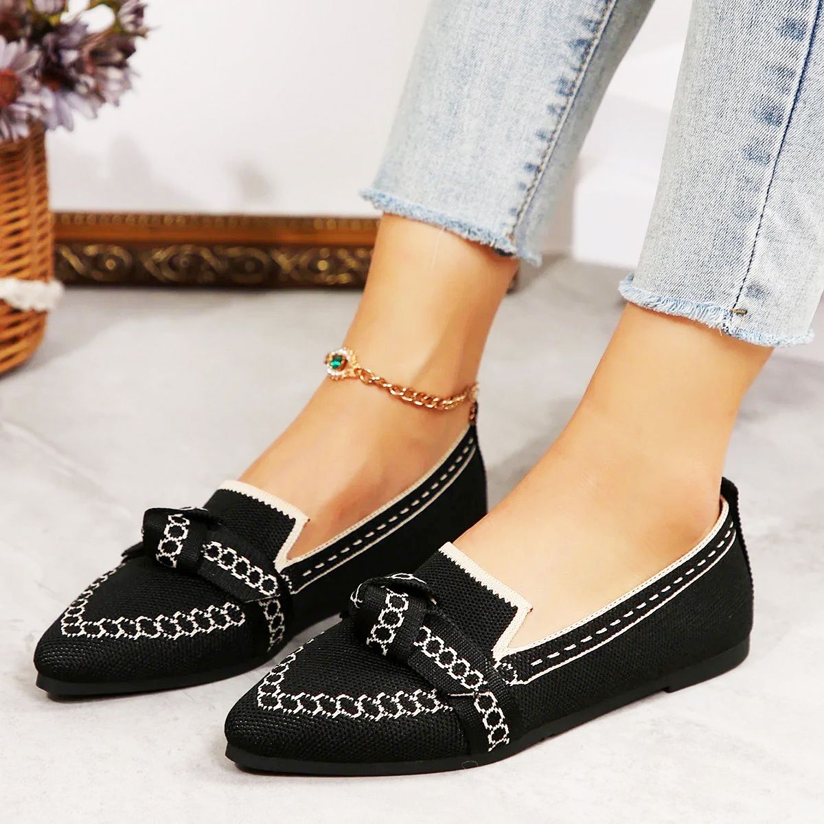 Satin Bow Loafers
